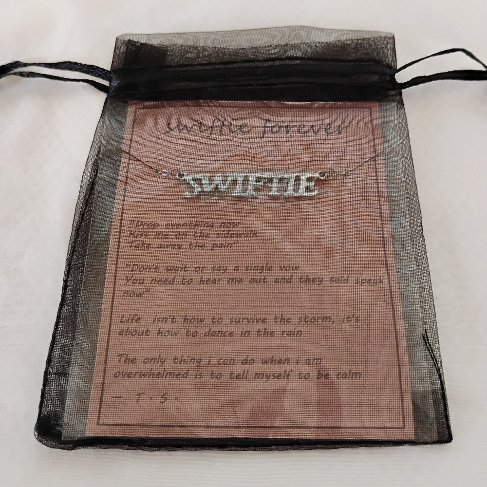 Taylor Swift "Swiftie" Silver Tone Metal Chain Necklace with Adjustable Length